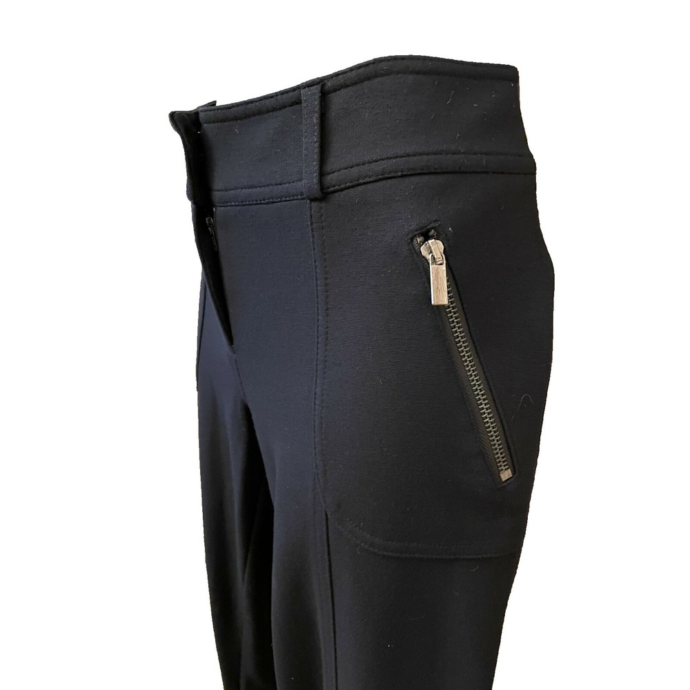 Cache Womens Modern Mid Rise Skinny Straight Leg Pants Sz 2 Black Knit Stretch - Picture 6 of 13